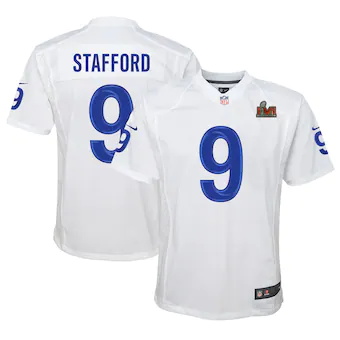 youth nike matthew stafford white los angeles rams super bo